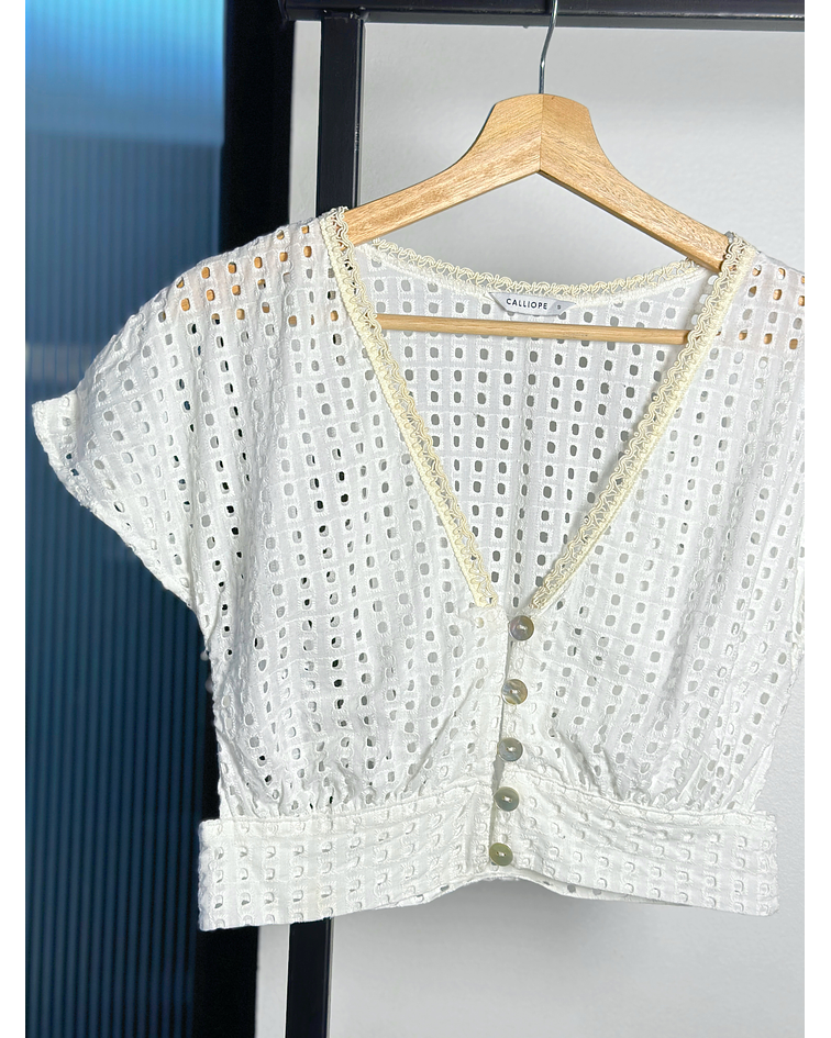 Top broderie blanco