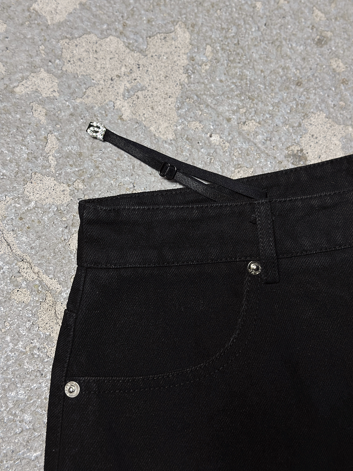 Falda denim negra asimétrica 5