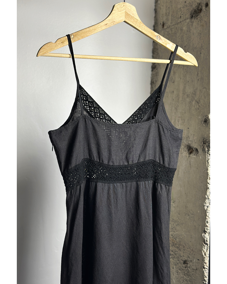 Vestido lino negro tirantes 