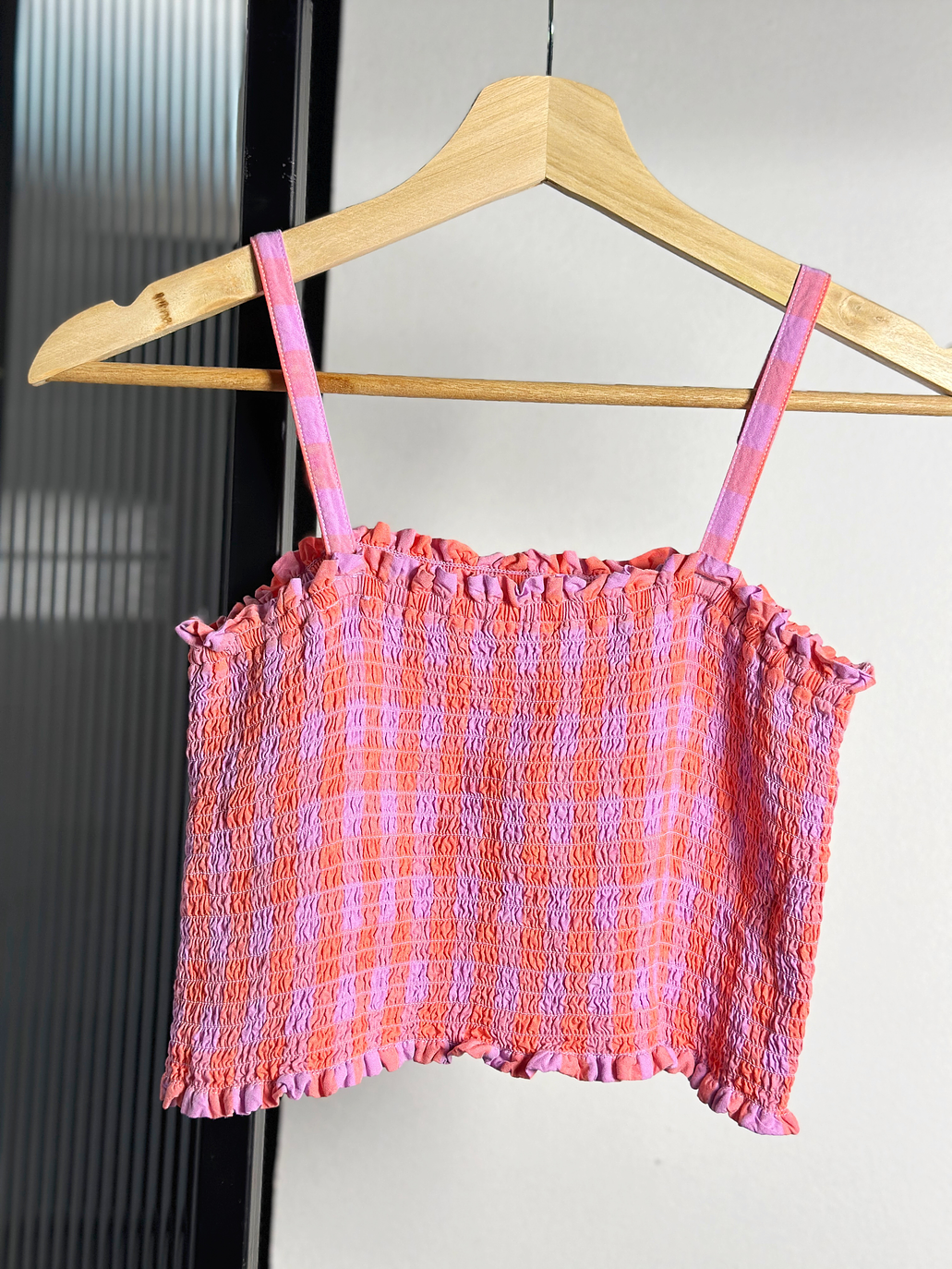 Top cuadrillé elasticado  2