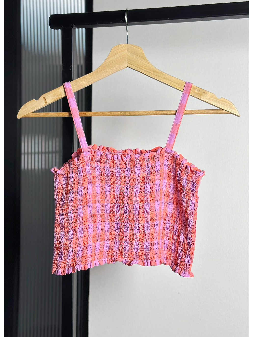 Top cuadrillé elasticado  1