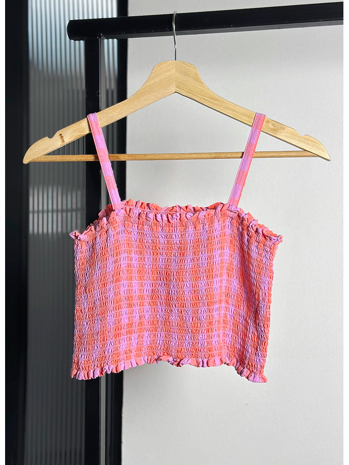 Top cuadrillé elasticado  1