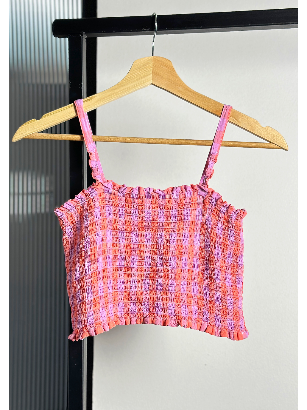 Top cuadrillé elasticado  3