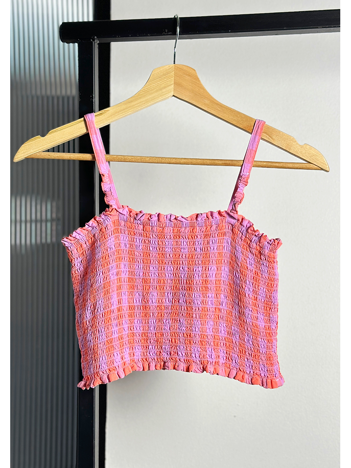 Top cuadrillé elasticado  3