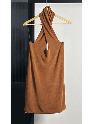 Vestido terracota sin espalda