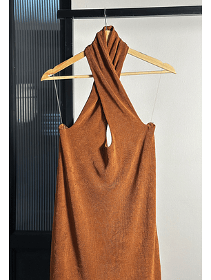 Vestido terracota sin espalda
