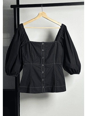 Top negro manga globo 