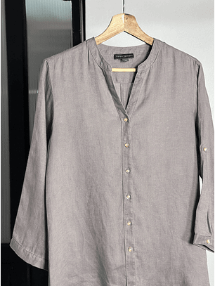 Camisa lino gris