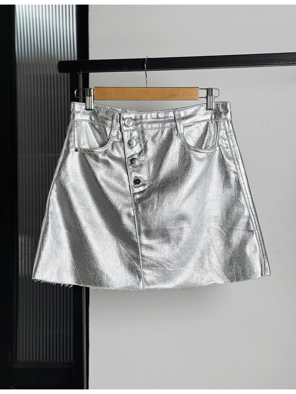 Falda denim plateada  1