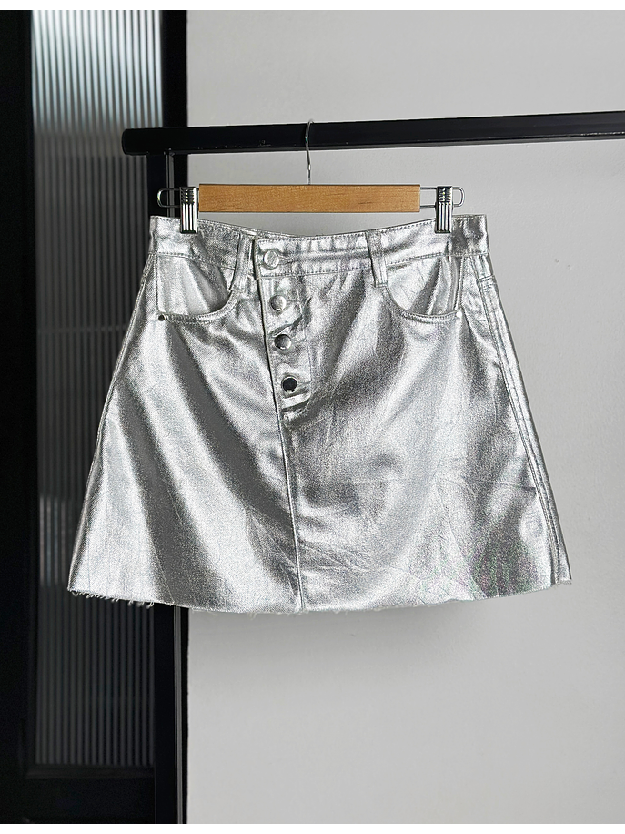 Falda denim plateada  1