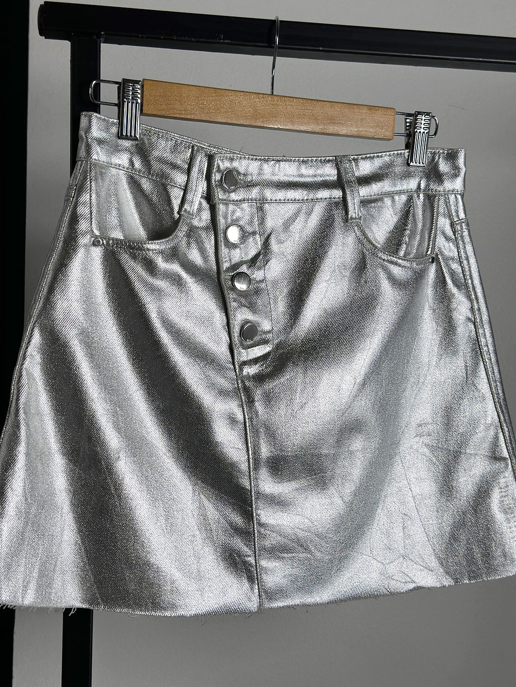 Falda denim plateada  2