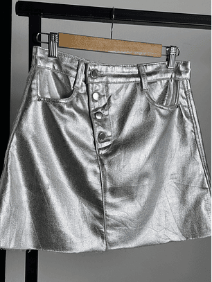 Falda denim plateada 