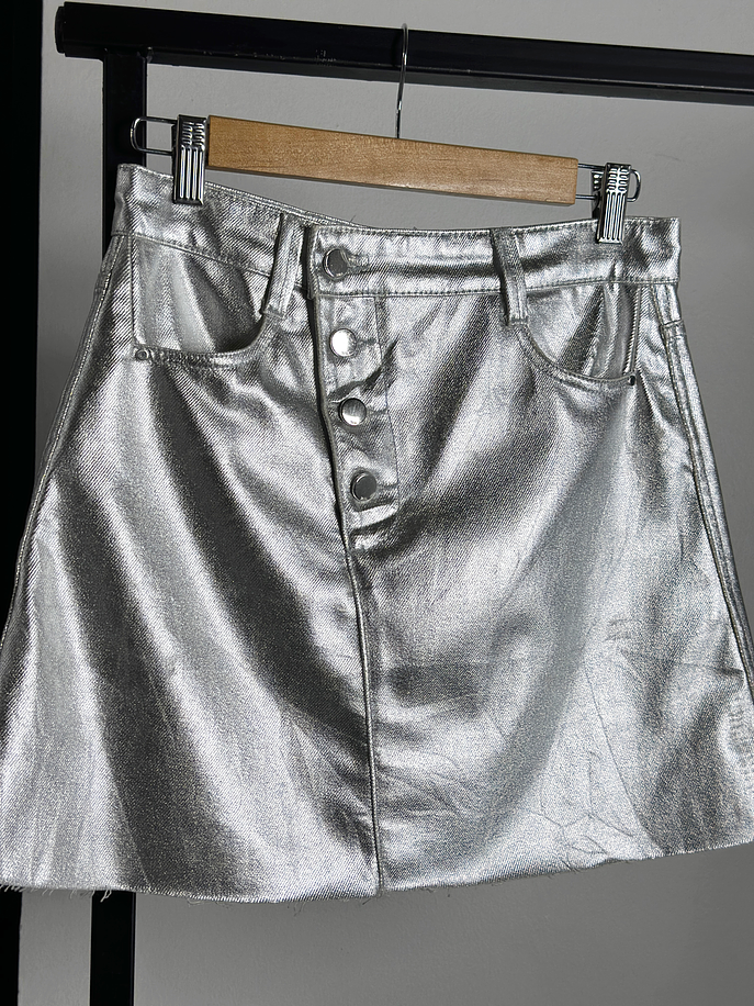 Falda denim plateada  2