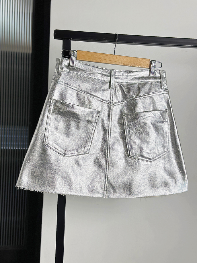 Falda denim plateada  3