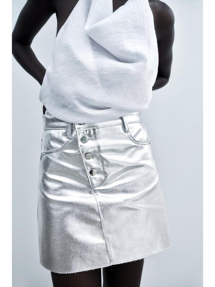 Falda denim plateada  4