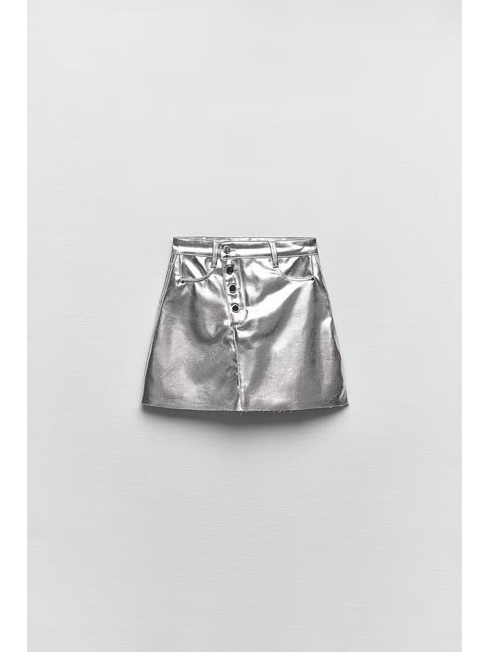 Falda denim plateada  5