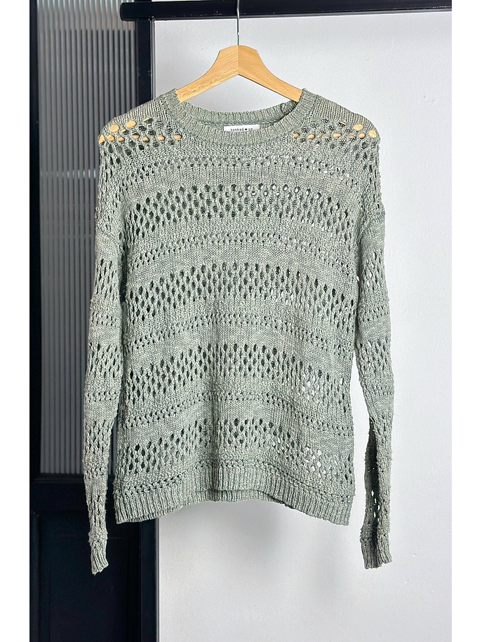 Chaleco calado verde agua 1