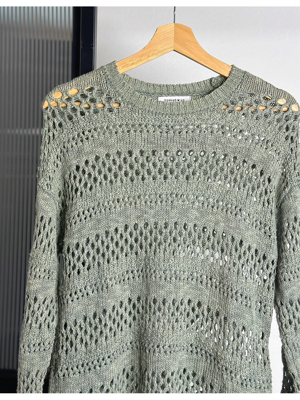 Chaleco calado verde agua 2