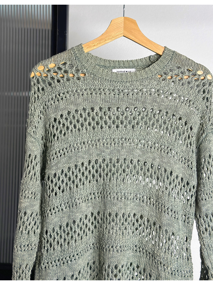 Chaleco calado verde agua 2