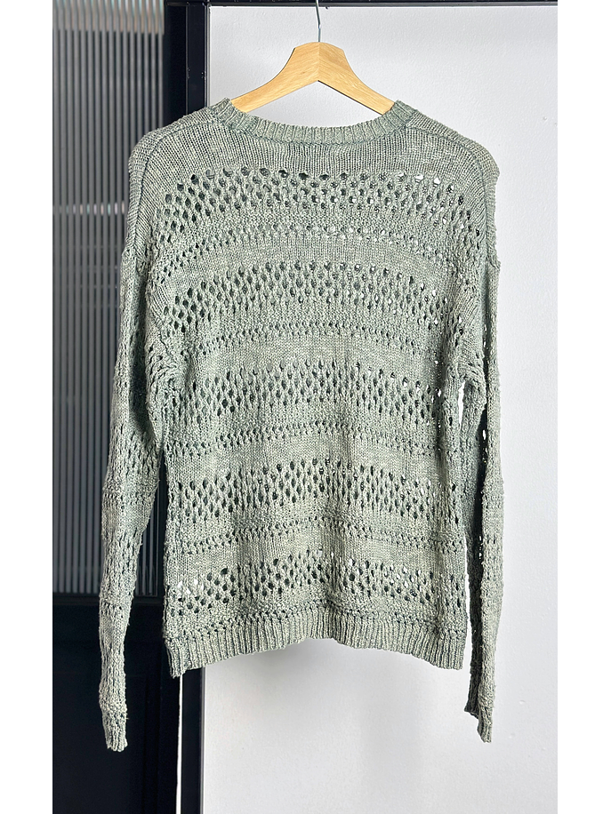 Chaleco calado verde agua 3