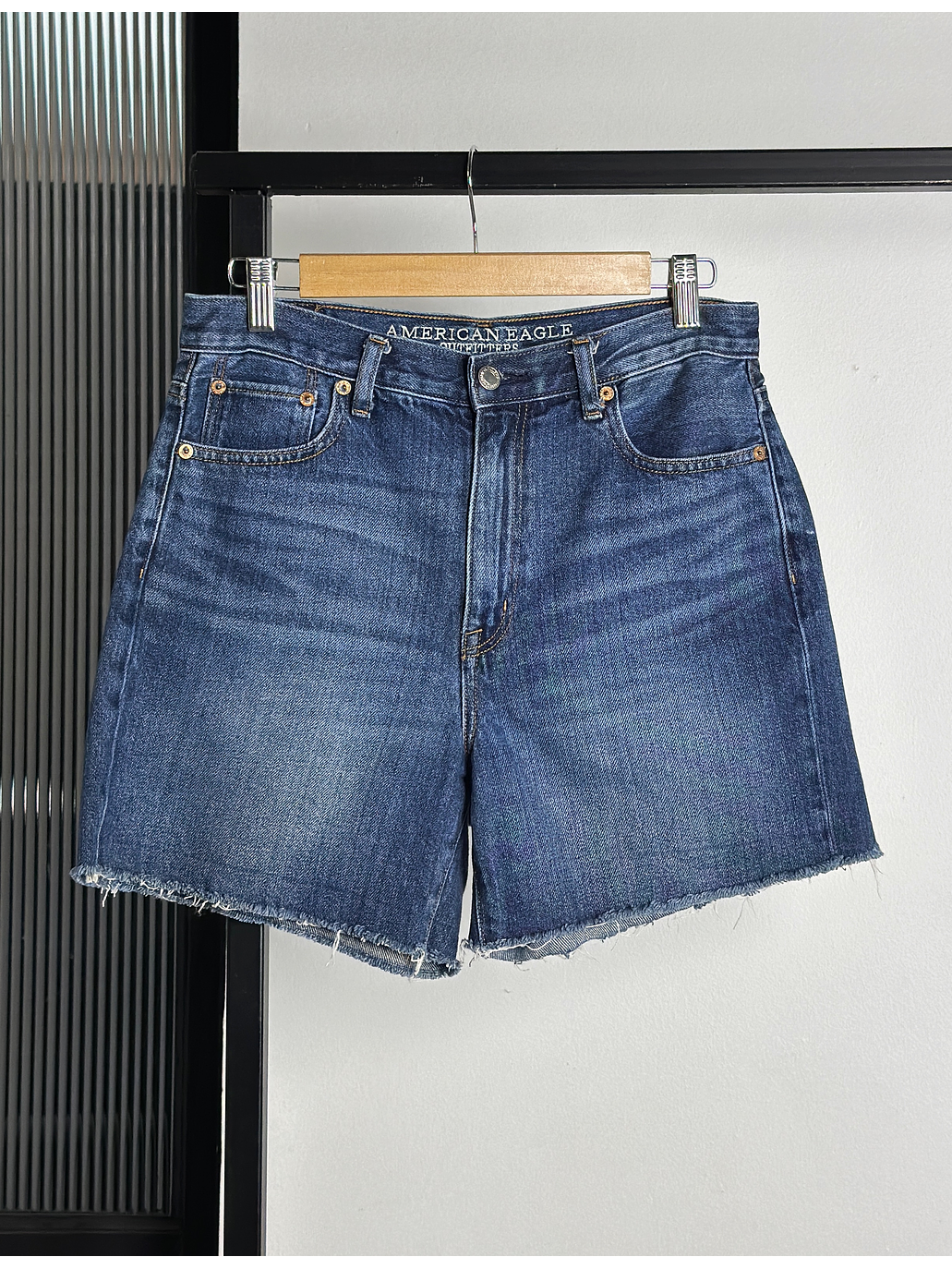 Short azul tiro alto 1
