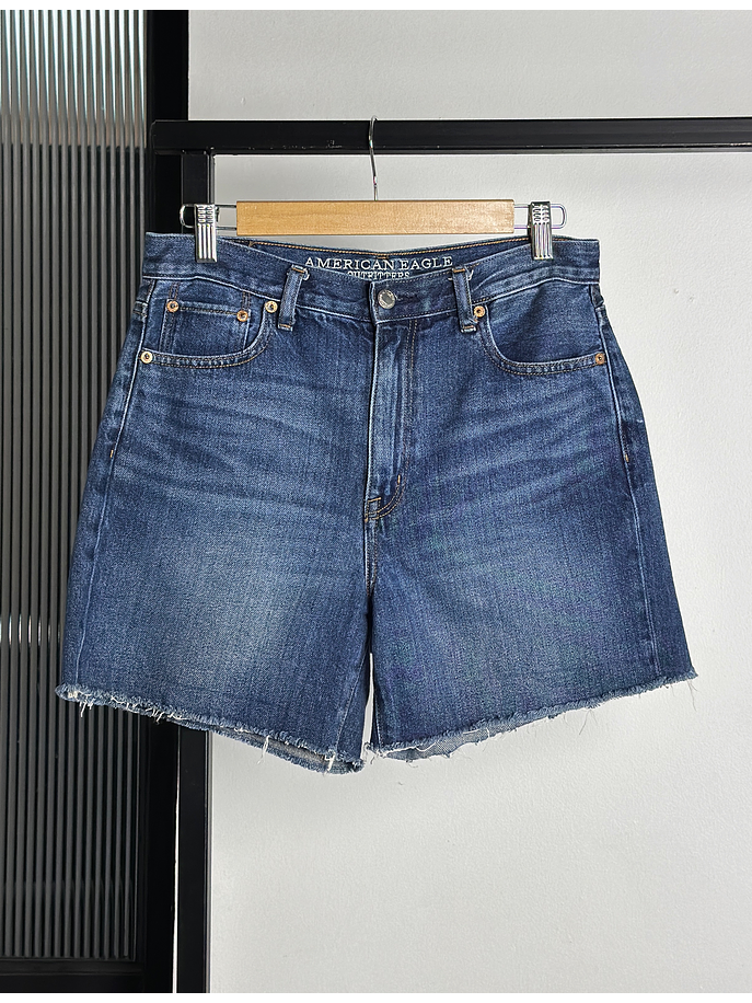 Short azul tiro alto 1