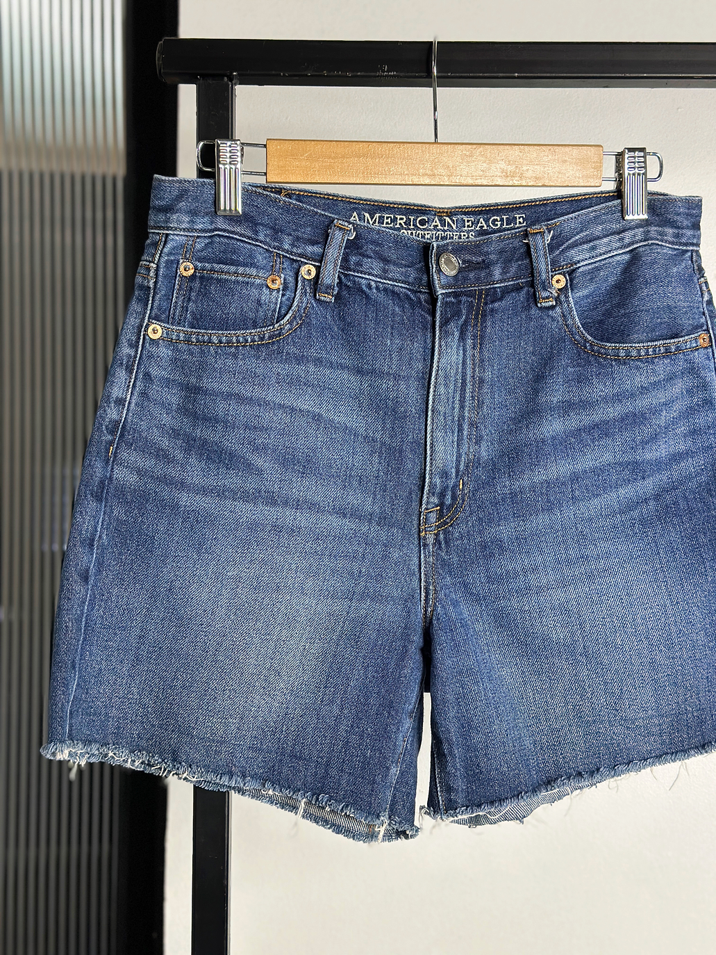 Short azul tiro alto 2