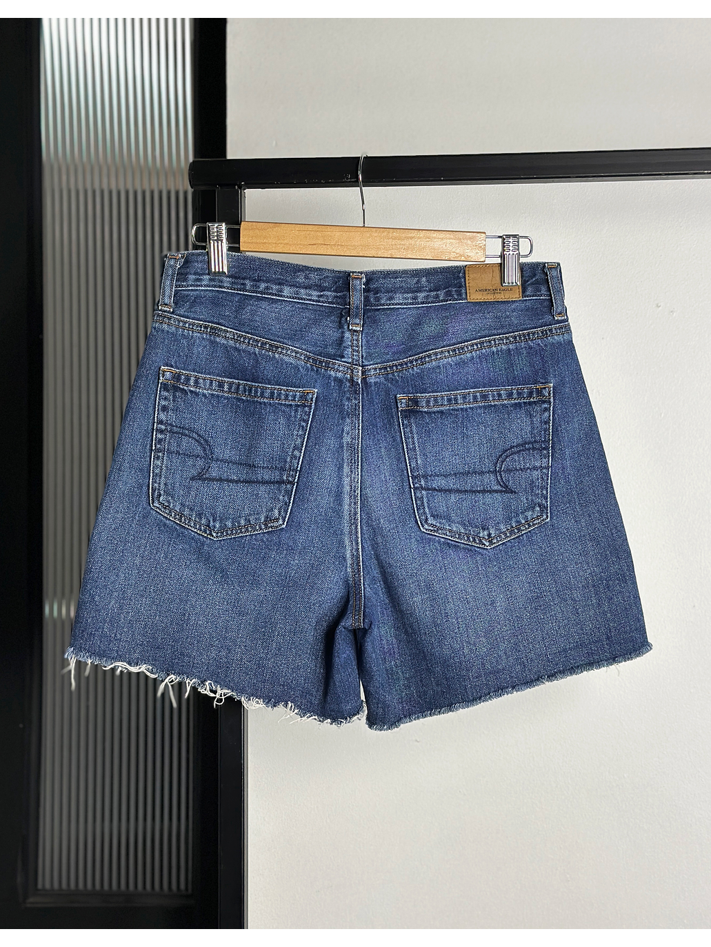 Short azul tiro alto 3