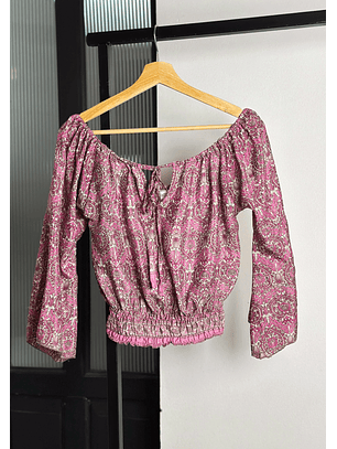 Top de seda estampado