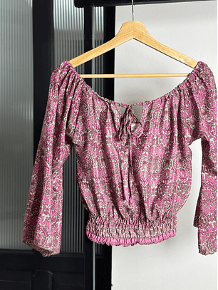 Top de seda estampado