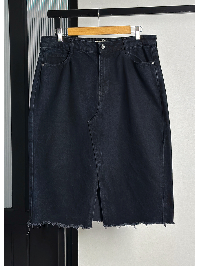 Falda midi mezclilla azul oscura  1