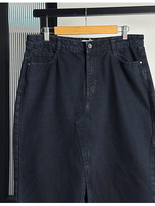 Falda midi mezclilla azul oscura 