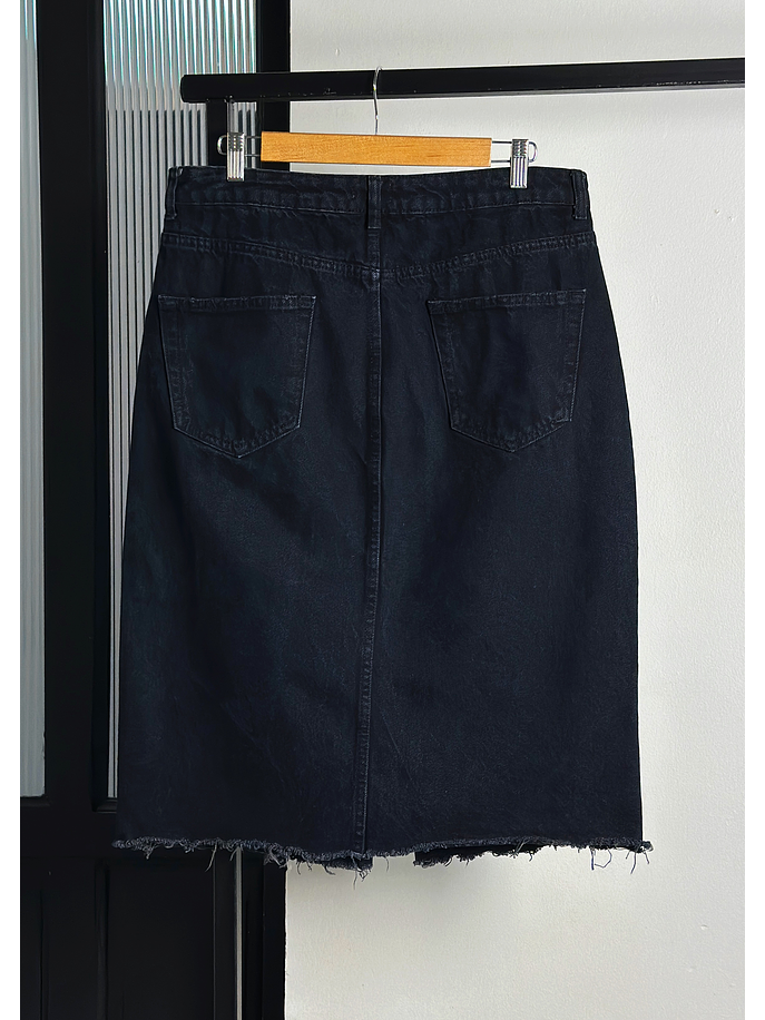 Falda midi mezclilla azul oscura  3