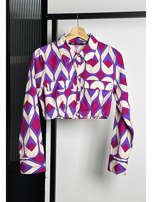 Camisa crop estampada 