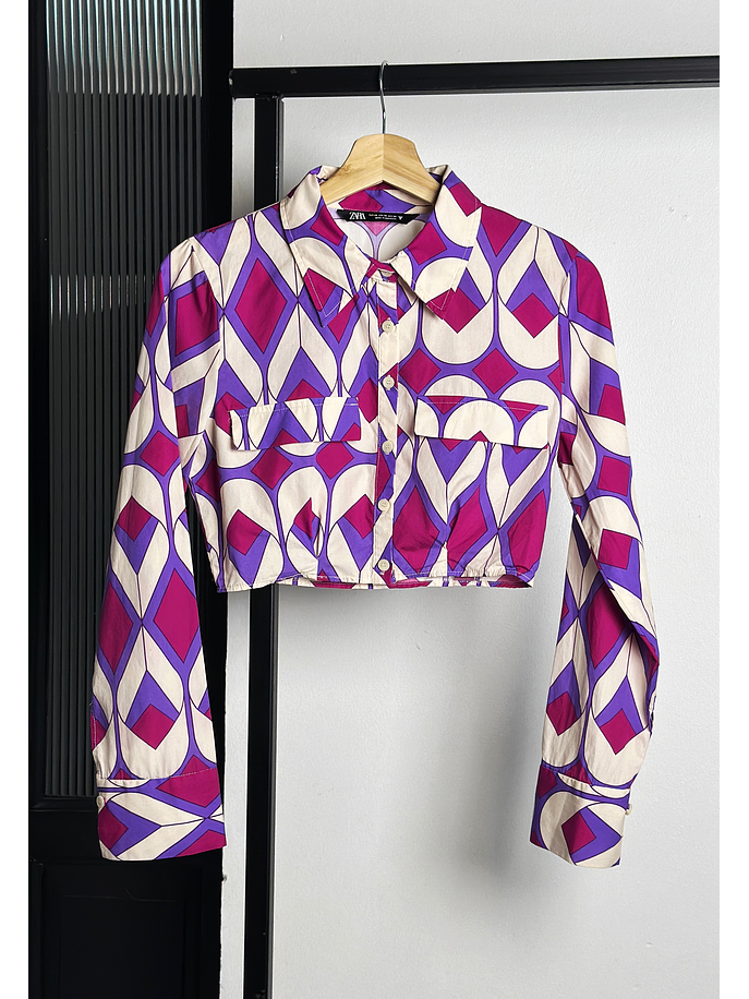 Camisa crop estampada  1