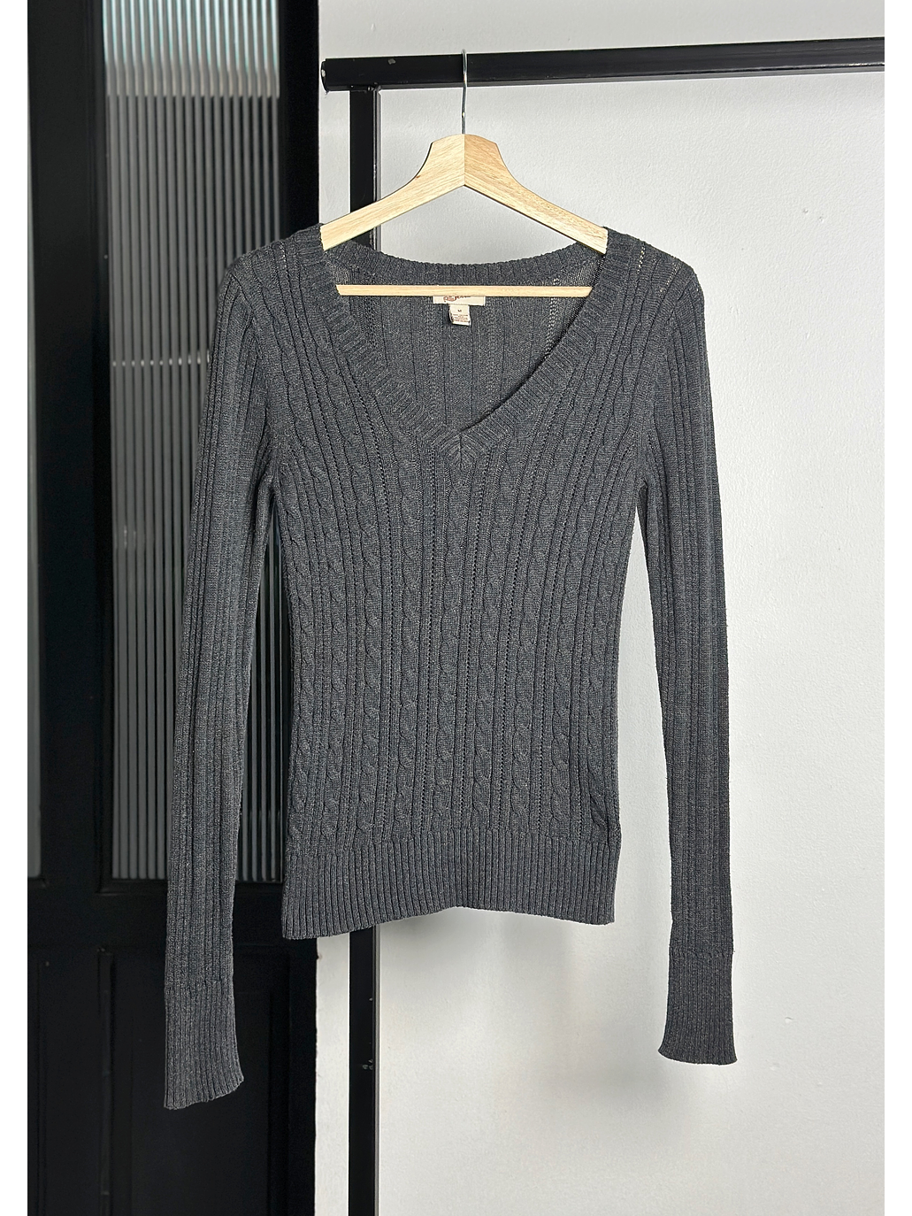 Chaleco plomo trenzado cuello v  1