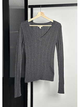 Chaleco plomo trenzado cuello v 