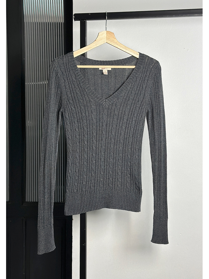 Chaleco plomo trenzado cuello v  1