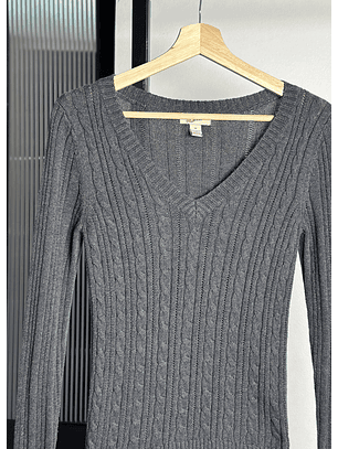 Chaleco plomo trenzado cuello v 