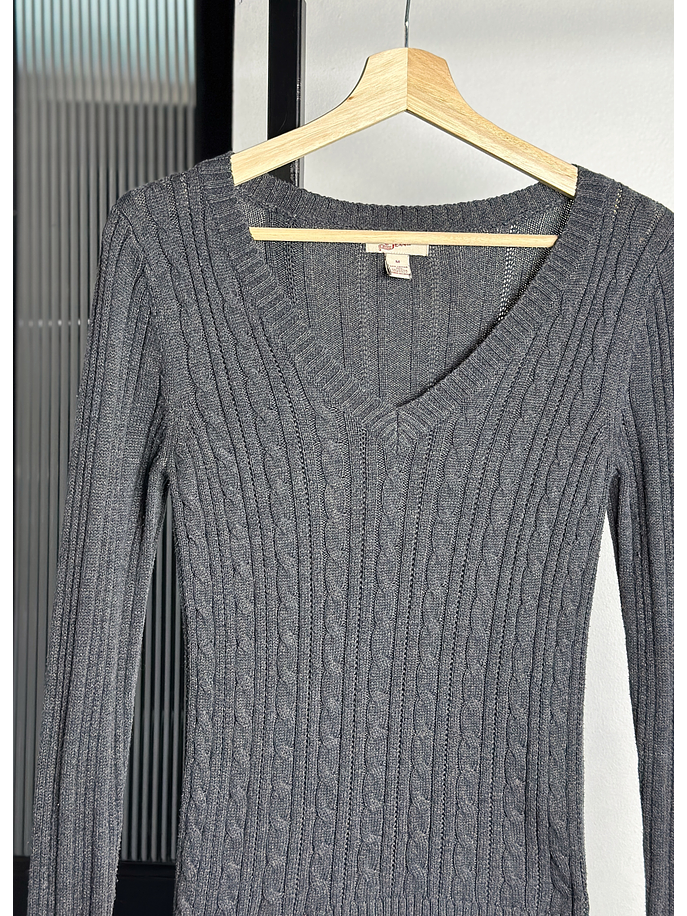 Chaleco plomo trenzado cuello v  2