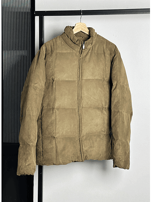 Parka beige de plumas