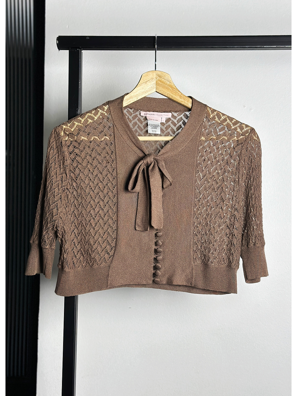 Top de punto calado café 1