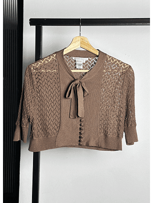 Top de punto calado café