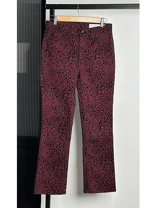 Jeans mezclilla burdeo animal print 