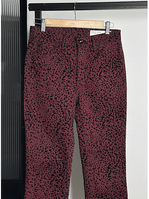 Jeans mezclilla burdeo animal print 