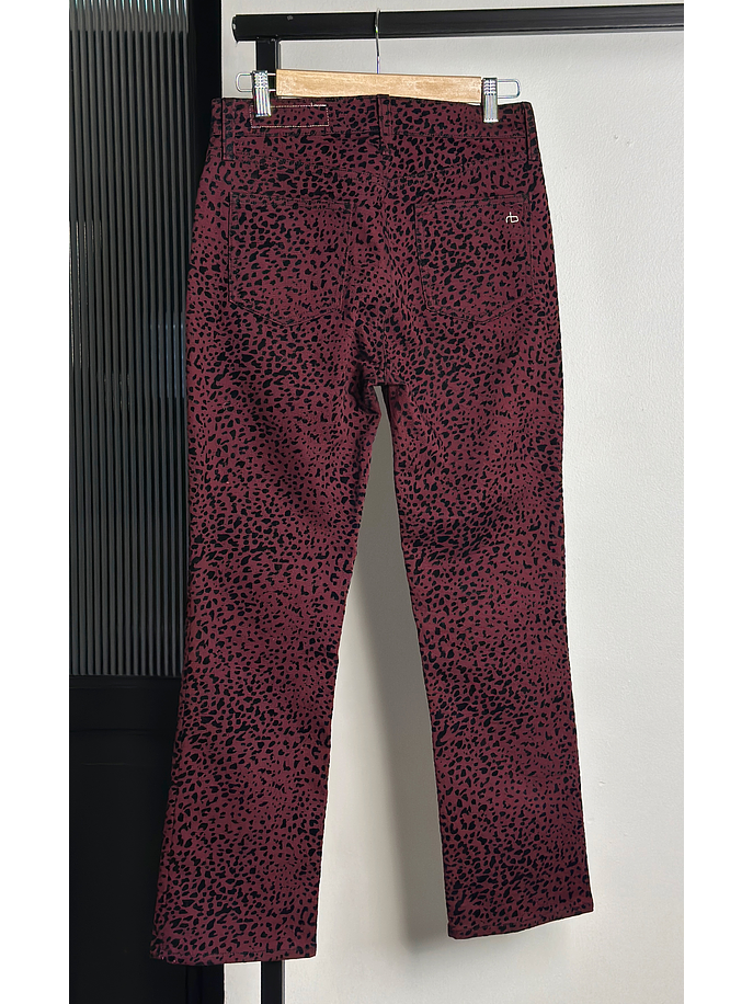 Jeans mezclilla burdeo animal print  4