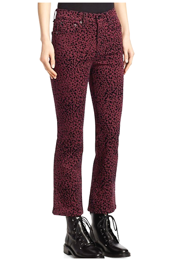 Jeans mezclilla burdeo animal print  6