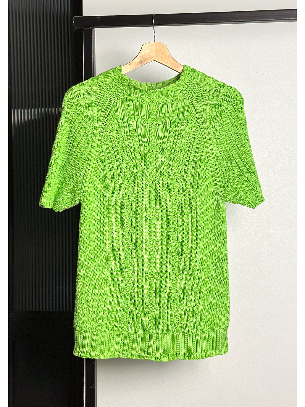 Polera verde punto trenzado  1