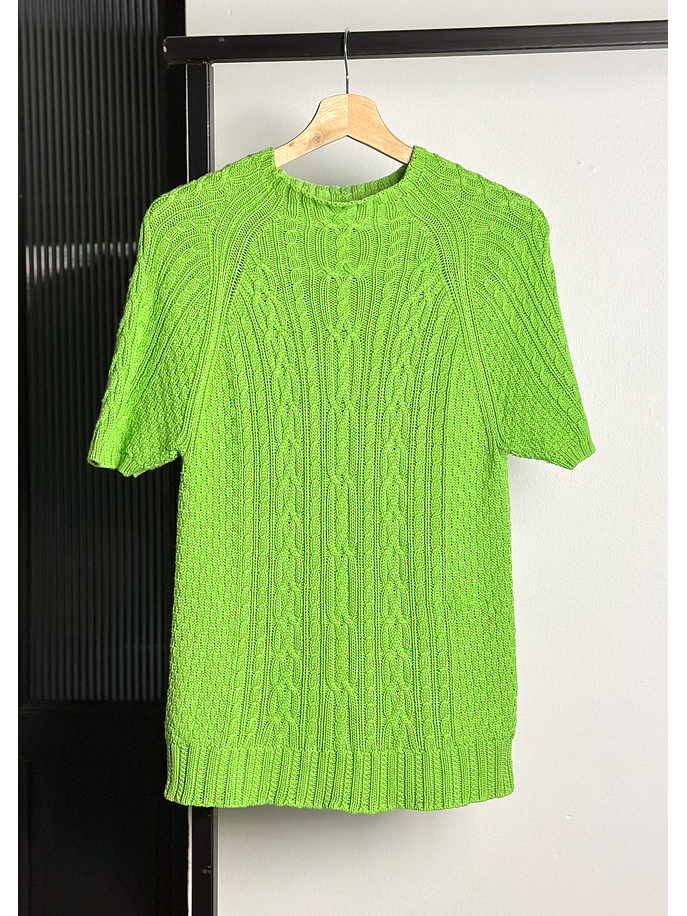 Polera verde punto trenzado  1