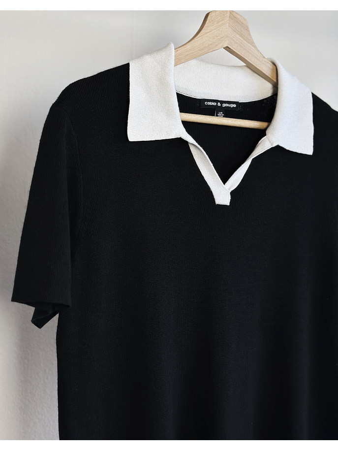 Polera de punto cuello piqué 2